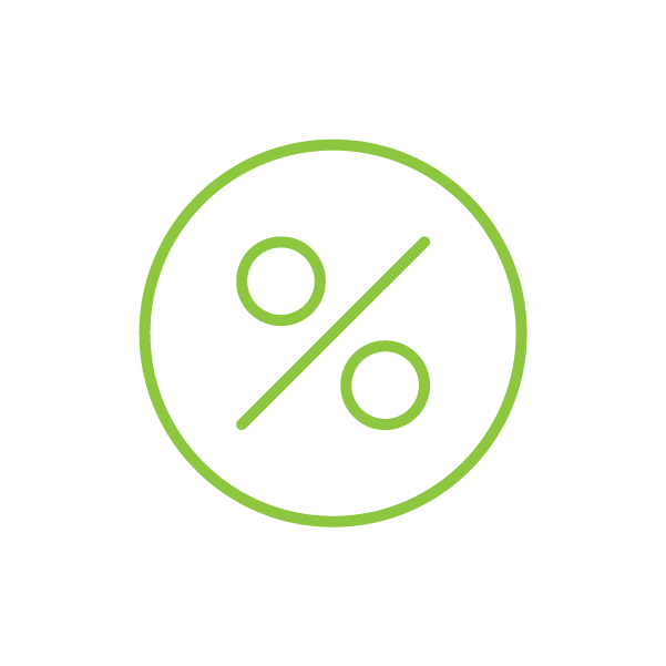 Rates line icon circle and percent sign