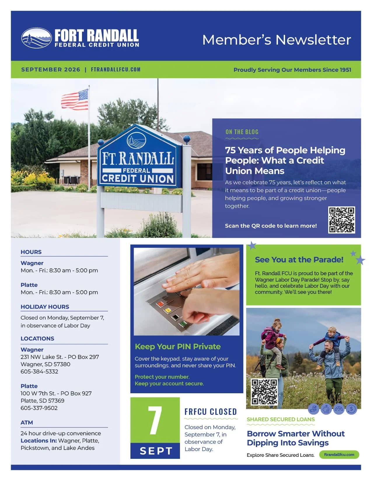Ft. Randall FCU September Newsletter Front