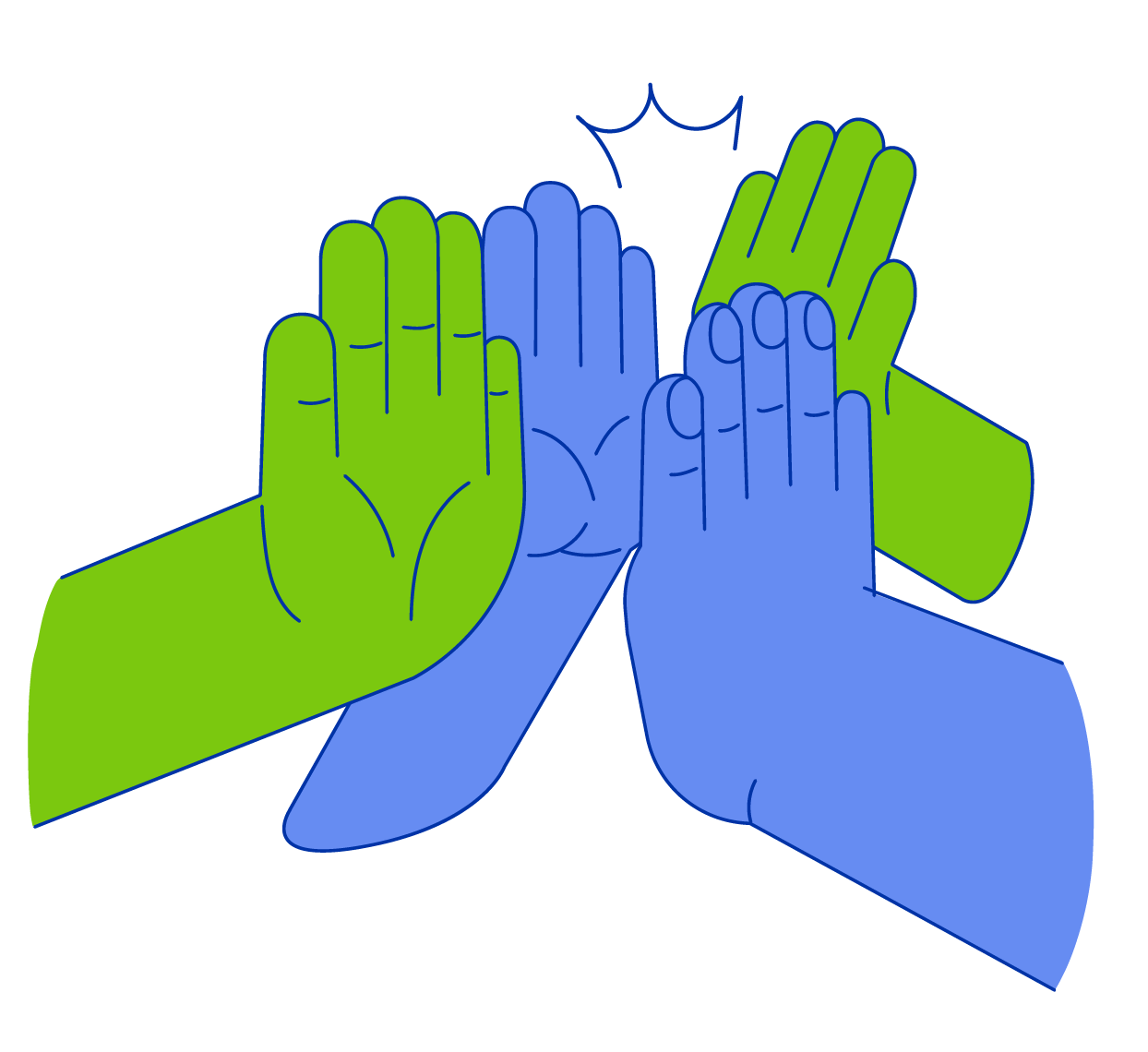 hands high fiving illustration.