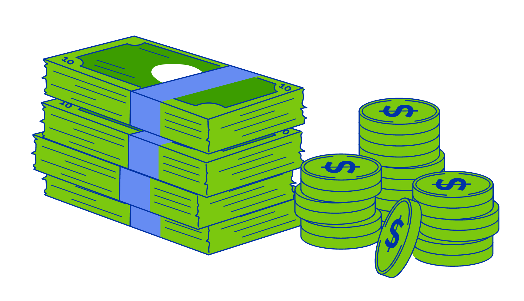 money and coin stacks illustration.