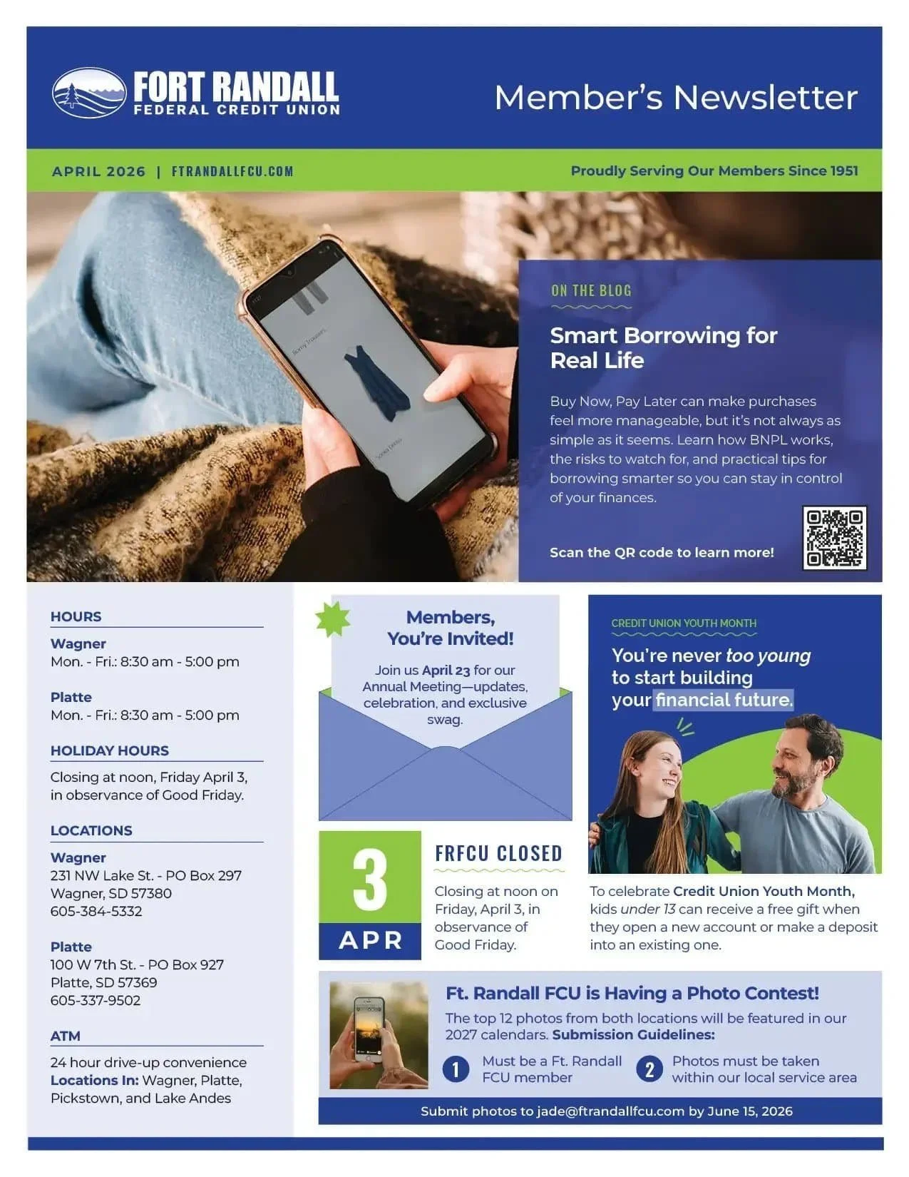 Front side of April newsletter