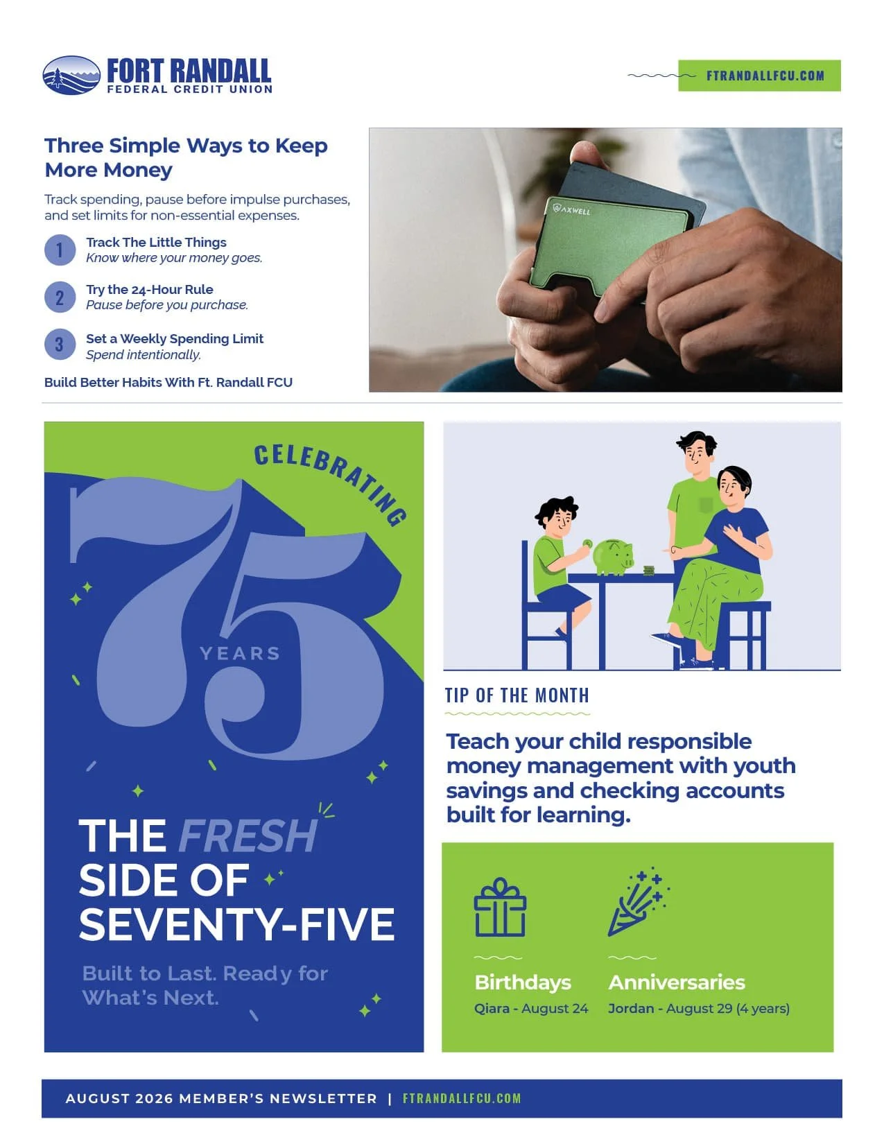 Back side of August newsletter