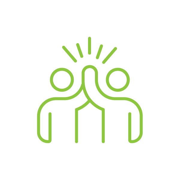 Community line icon of two people giving a high five