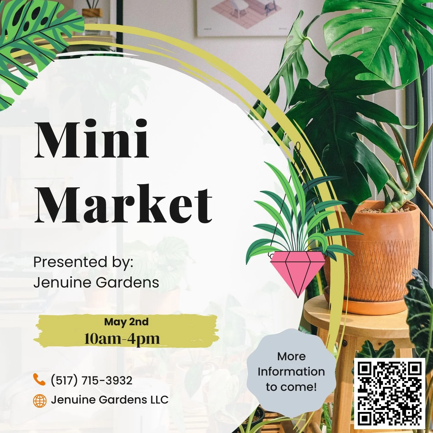 Mark your calendars! We're so excited to be part of the Mini Market at Jenuine Gardens on May 2nd! 🌸

Come shop, stroll, and soak up all the spring vibes. We'll have a booth set up and can't wait to meet you, face to face, plant talk included.

📍 J