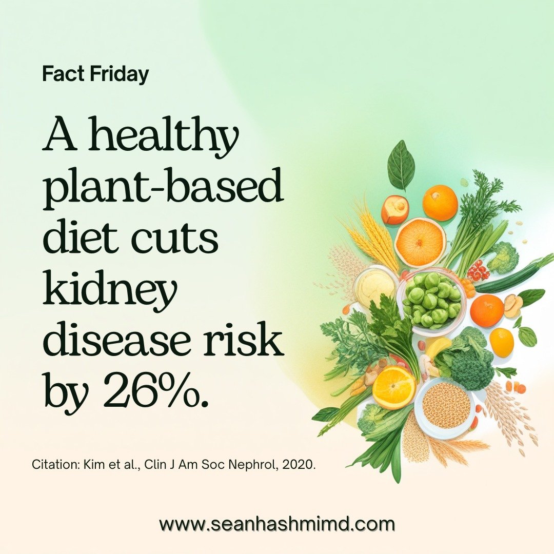 Fact Friday: Did you know that a healthy plant-based diet can cut your risk of kidney disease by 26%? It focuses on whole foods like fruits, vegetables, nuts, seeds, and whole grains&mdash;foods packed with nutrients that support kidney health and ov