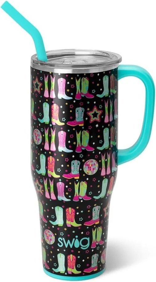 Swig Life 40oz Mega Mug, 40 oz Tumbler with Handle and Straw, Cup Holder Friendly, Dishwasher Safe, Extra Large Insulated Tumbler, Stainless Steel (Disco Cowgirl).jpg