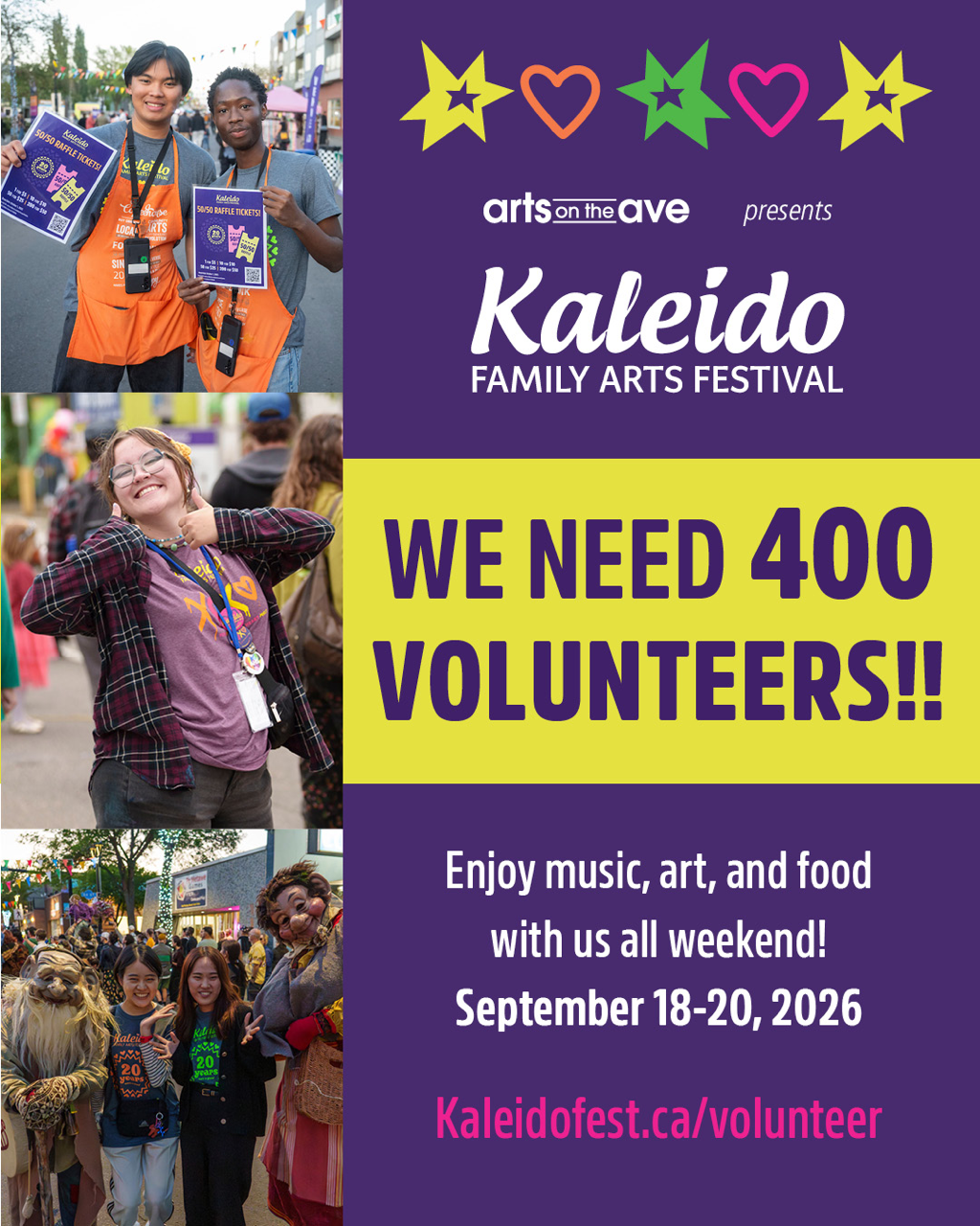 Kaleido Family Arts Festival needs 400 volunteers September 18-20