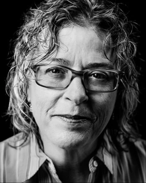 Close-up black and white portrait of Ruth Harker