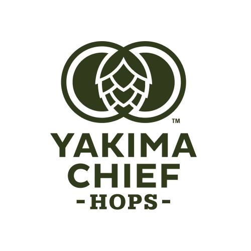 Logo with two hop cones and the text "YAKIMA CHIEF - HOPS" in green.
