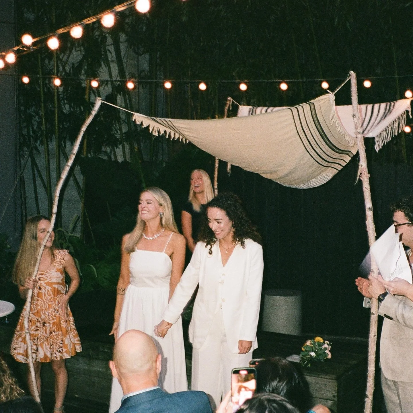 vibey backyard brooklyn wedding for H &amp; S