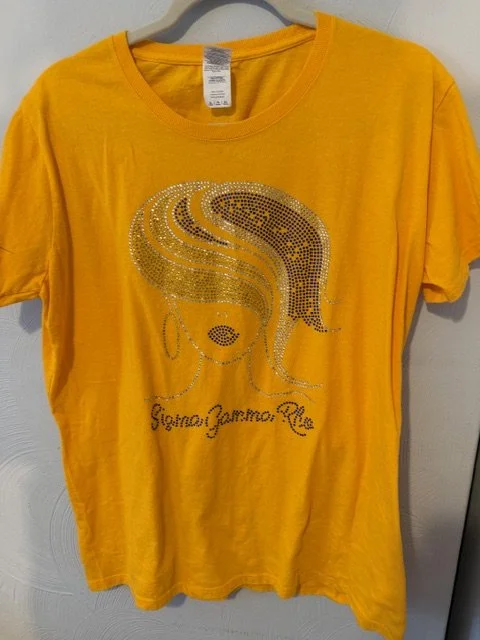 Sigma Gamma Rho Gold T-Shirt with Lady: Size XL
