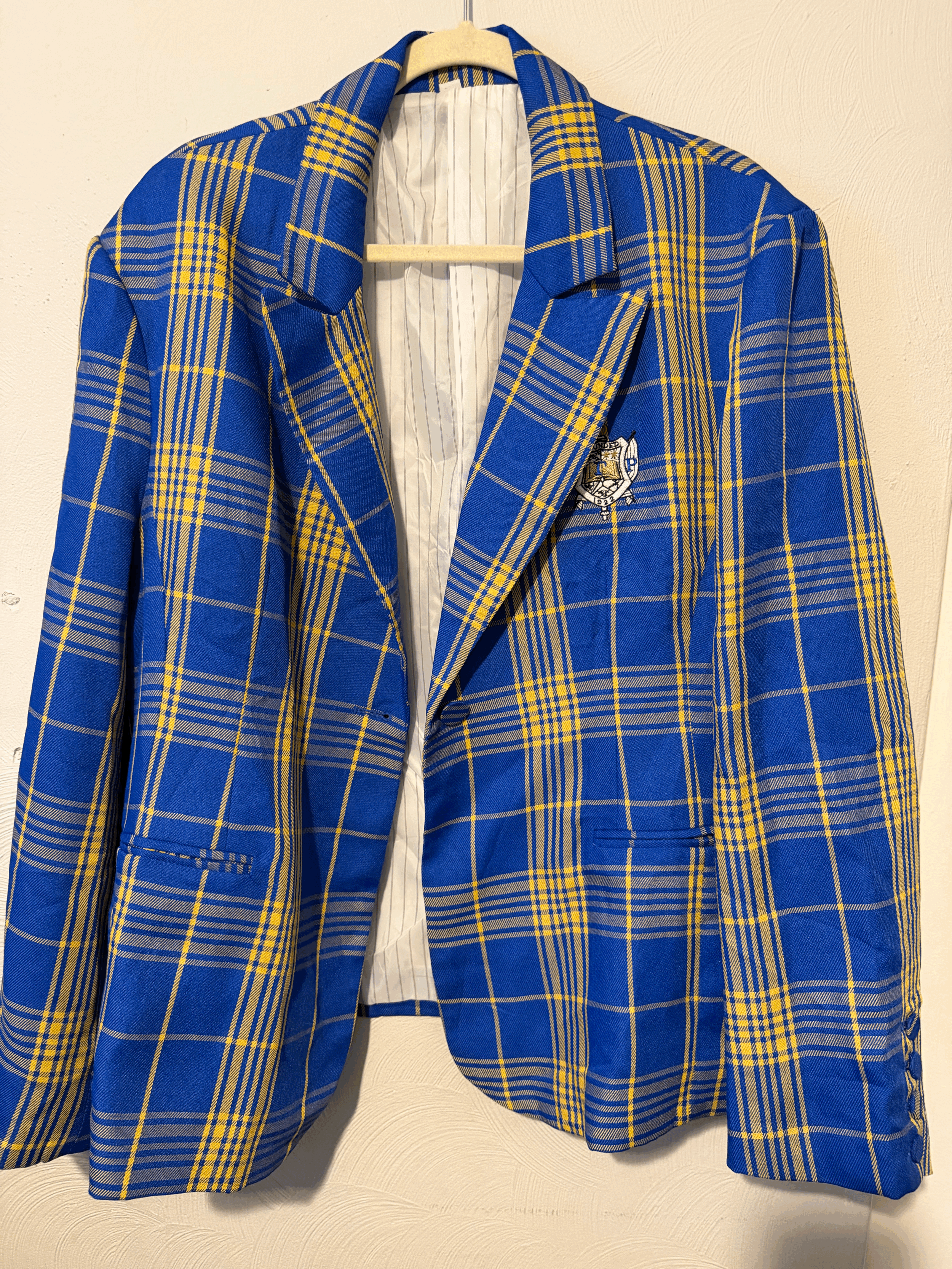 Checkered Blue and Gold Sigma Gamma Rho Blazer 4XL - Excellent Condition