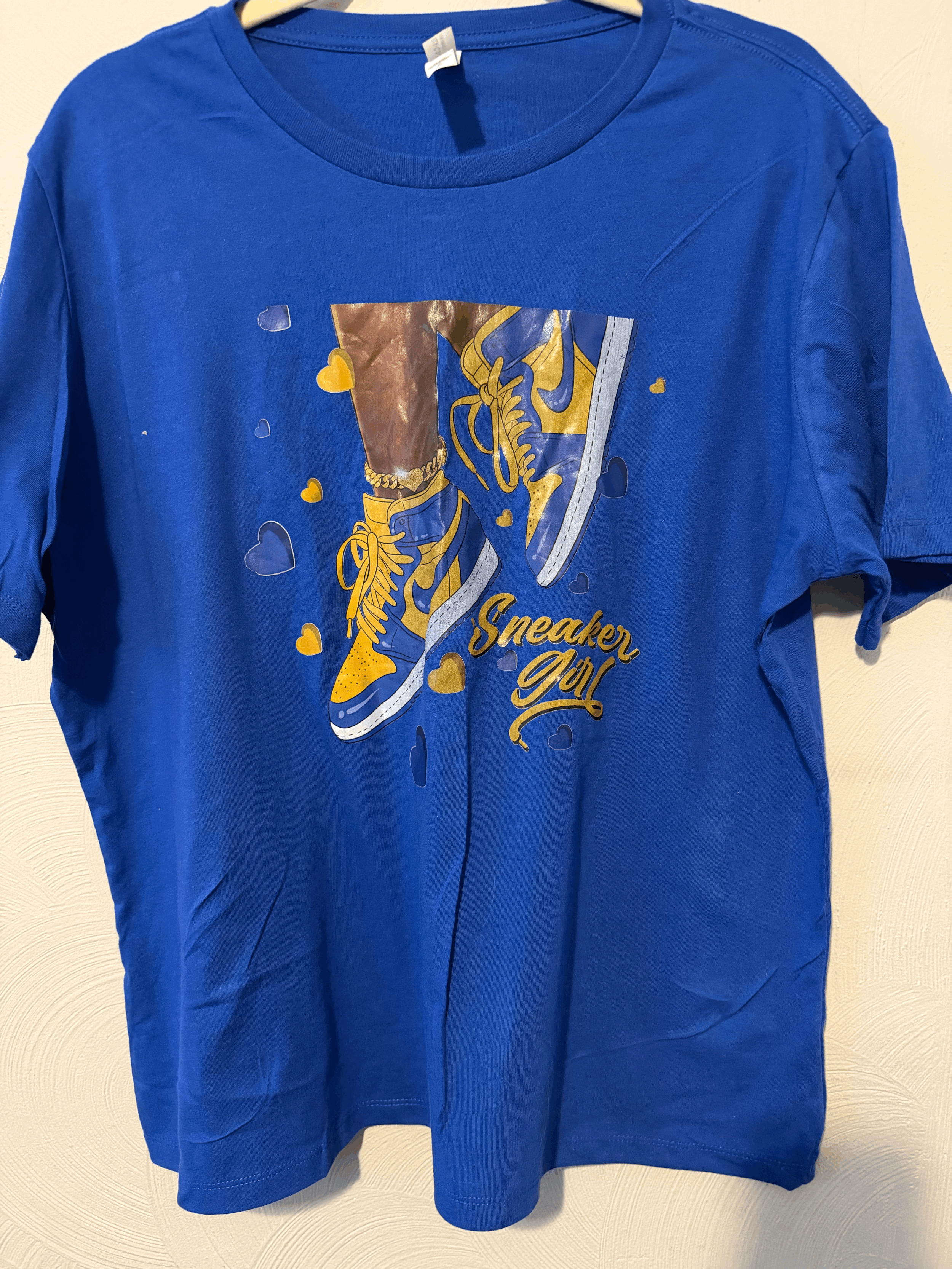 Blue Sneaker Girl T-ShirtXL Good Condition