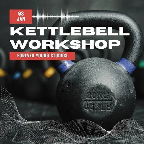 I am excited to invite you to my upcoming Kettlebell Swing Workshop!

Join us on Saturday, Jan. 3rd at 10:00am for a fun and informative session designed to leave you feeling more confident and comfortable using kettlebells in your workouts.

Whether