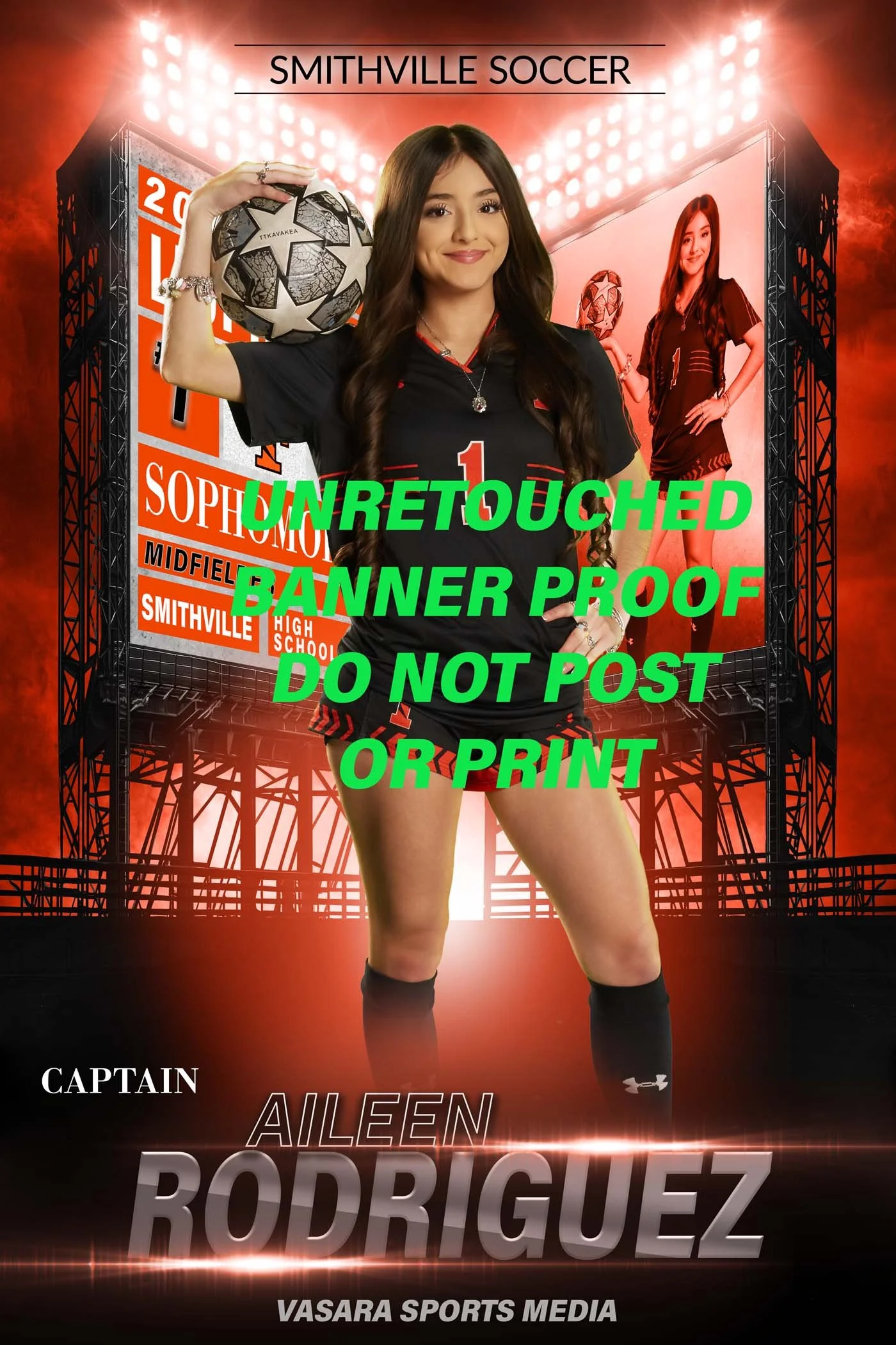 1- 2x3 ft Varsity Girls Soccer Player Banner  for Underclassmen