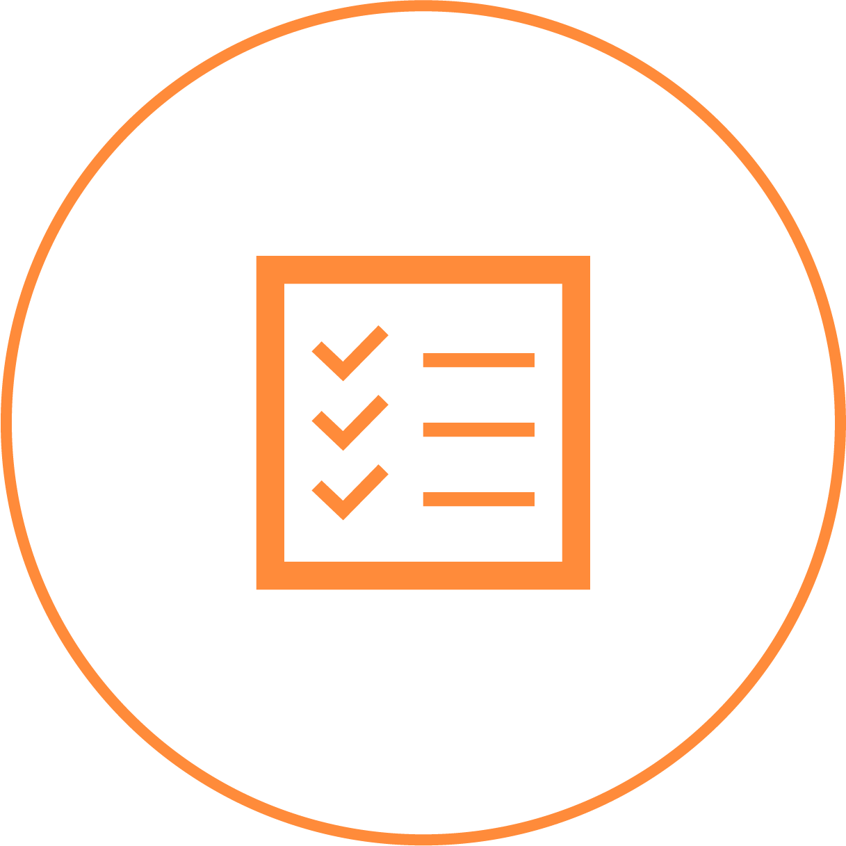 Icon of a checklist with three checkmarks inside a circle