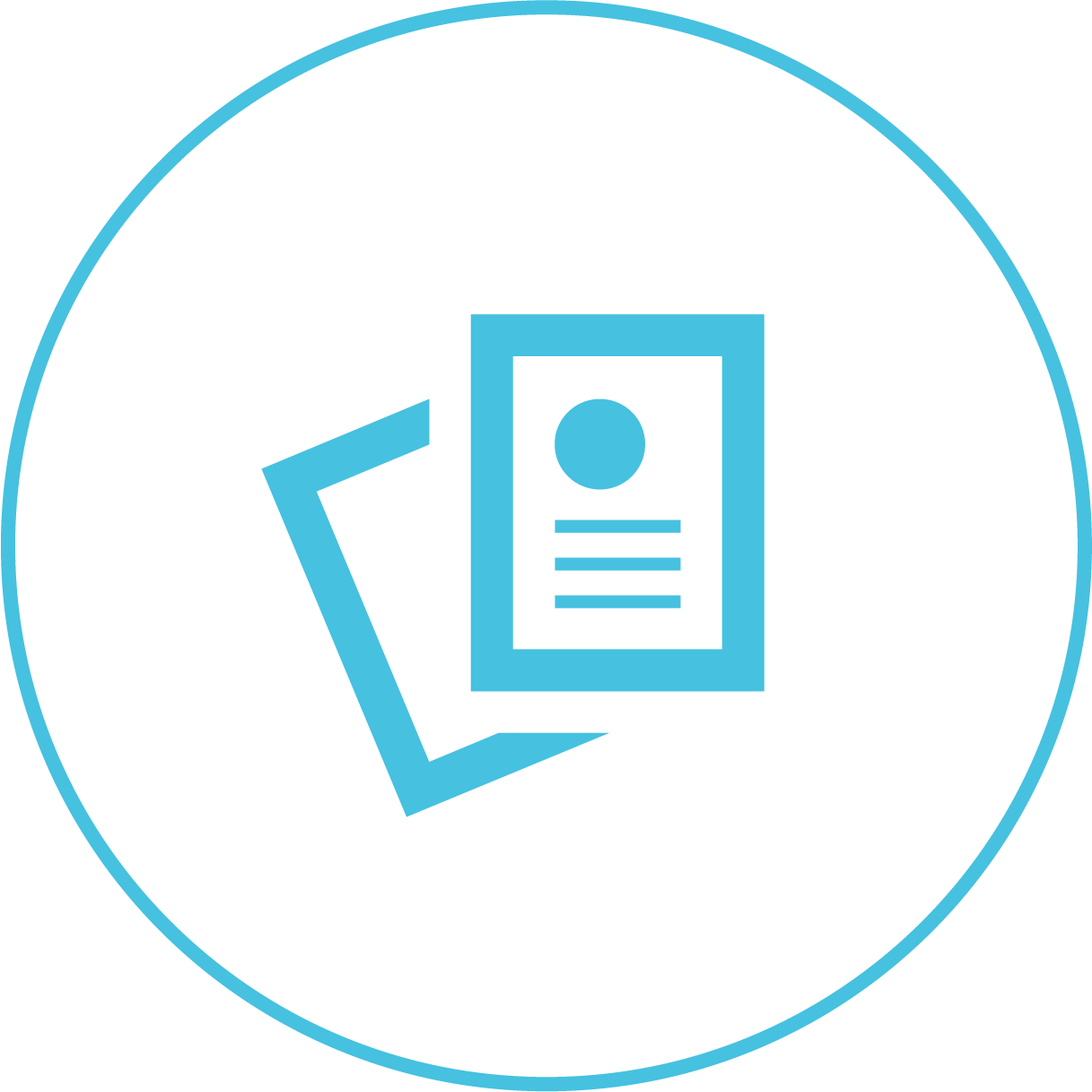 Icon of printed flyers inside a circle