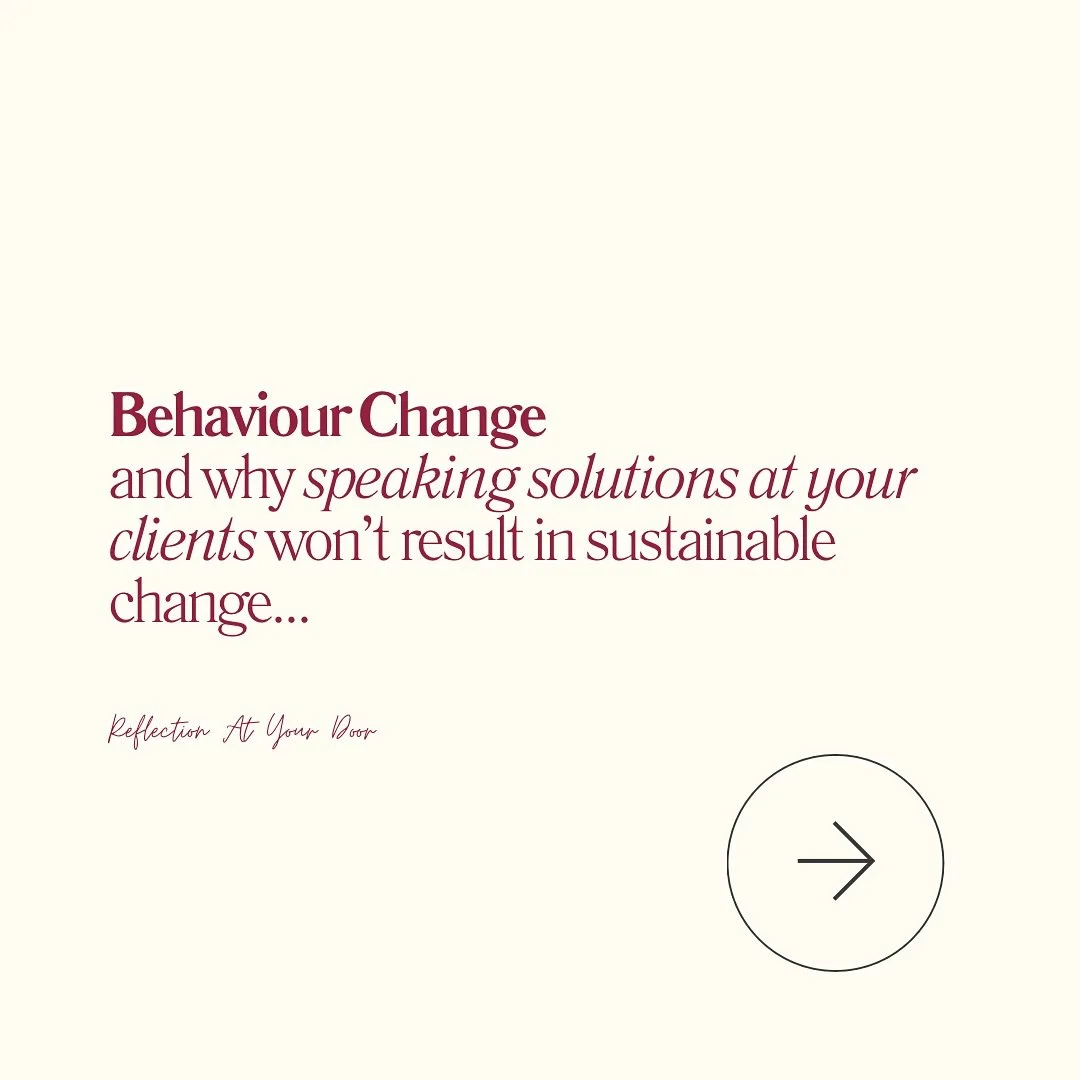 Ever been in a situation with a client when they tell you they want something but never follow through with strategies to support change? Or they try something for a week but revert back to old patterns. Behaviour change won&rsquo;t last or even begi