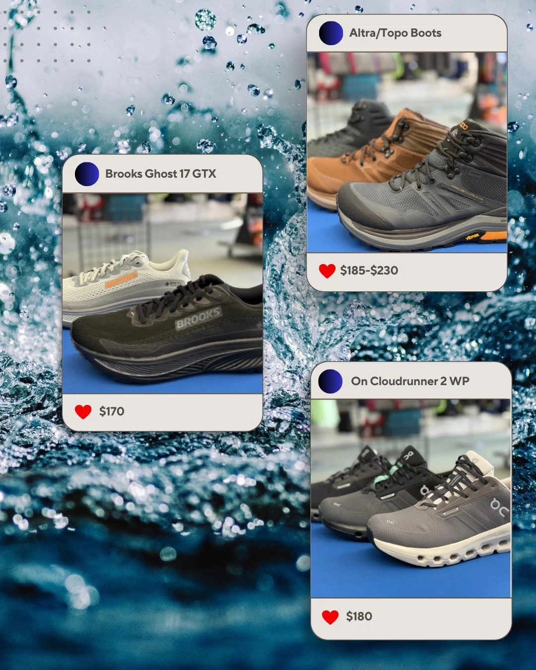 Cold temps, wet roads, slushy trails &mdash; bring it on, Michigan. 💪
Our waterproof lineup is here to keep your feet dry, warm, and ready to roll through whatever the season throws at you. From daily training miles to coffee runs after, these shoes
