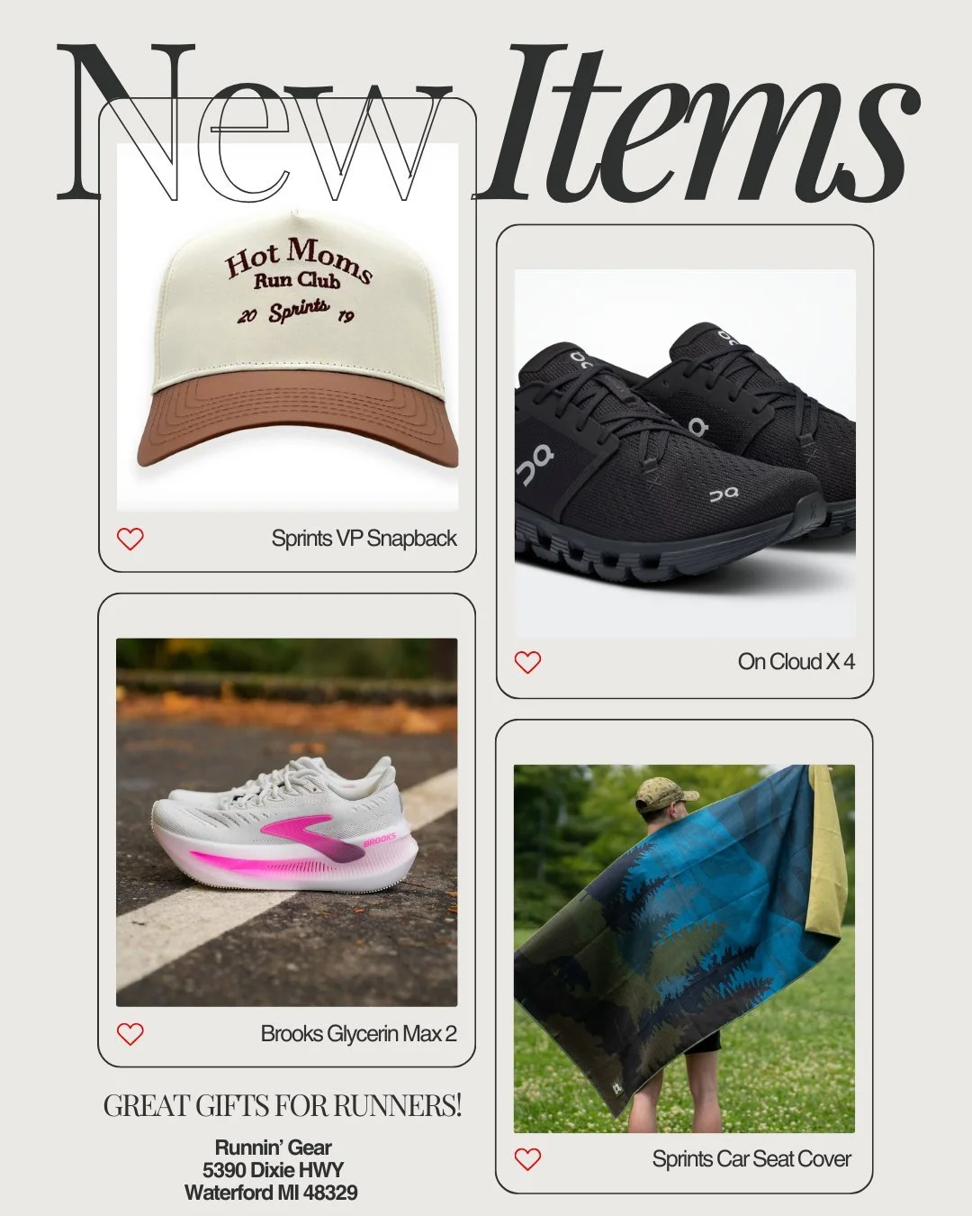 It&rsquo;s that time of year when we&rsquo;re thinking about the runners and walkers we love most 🎁❤️
Swing into Runnin&rsquo; Gear and spoil your favorite racer with HOT 🥵 fresh gear from Sprints, Brooks, and On. Holiday cheer + new gear = guarant