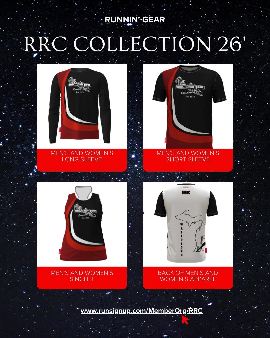 Registration for the Runnin&rsquo; Gear RRC Team is officially live, and our first apparel order goes out January 5th! Don&rsquo;t miss your chance to snag our fully sublimated long sleeve, short sleeve, and tank before race season comes flying in ho