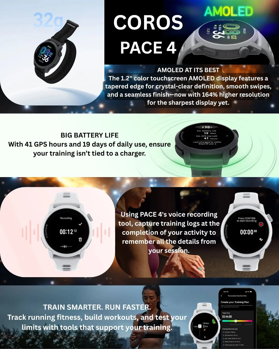 Now Available at Runnin&rsquo; Gear 

Created for athletes who crave performance, speed, and simplicity, the COROS PACE 4 has landed at Runnin&rsquo; Gear.

With ultralight engineering, impressive battery life, advanced training tools, and enhanced a