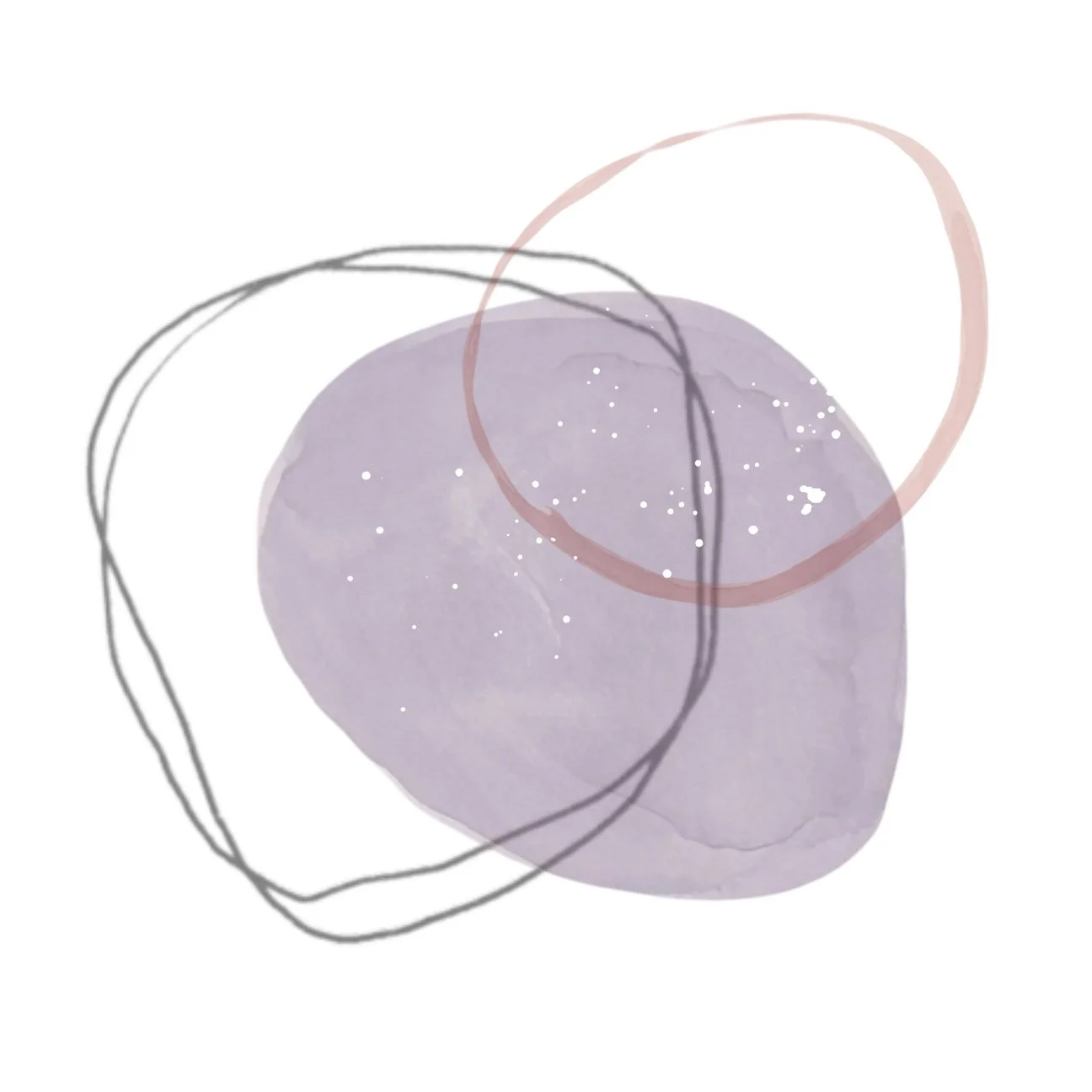 Abstract watercolor with purple background, black and red squiggly lines.