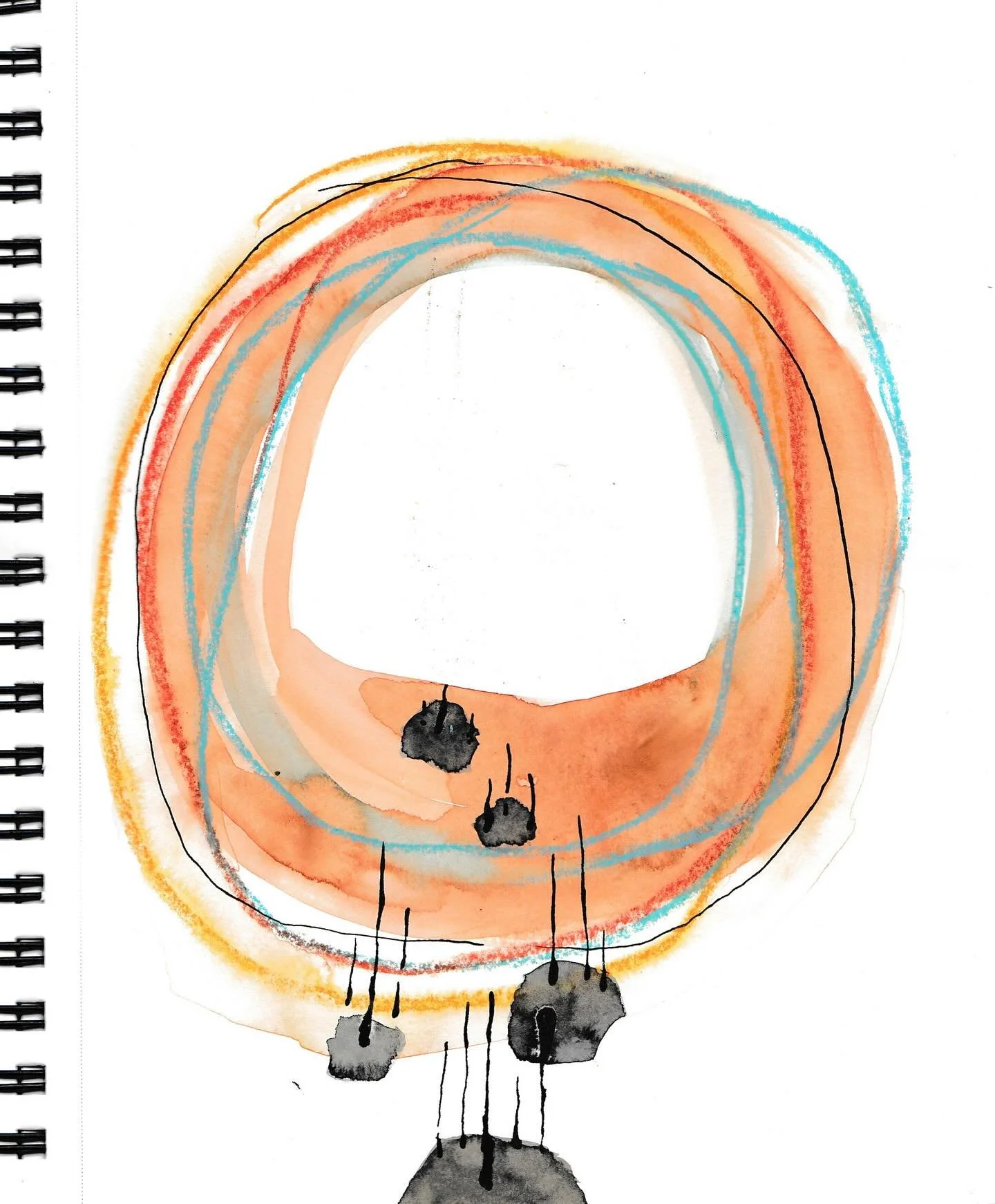 Day 7 of &ldquo;Depicting my day with colors and lines &ldquo;- During my yoga class today, my instructor talked about how fall is a time to let go.  Like leaves on a tree, they let gravity take its course because their time attached to the tree is d