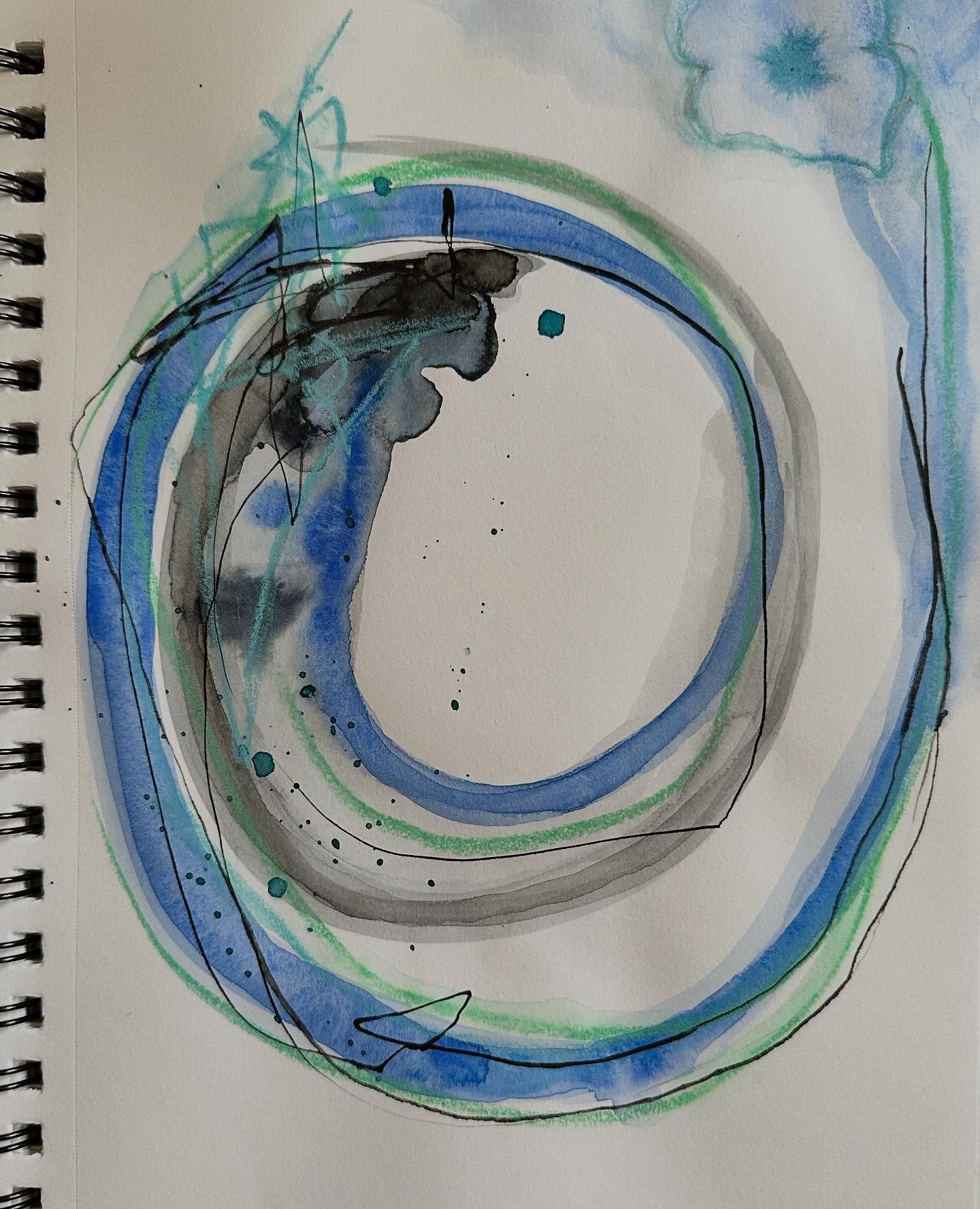 Depicting my day with color and lines, Day 1.  I thought I&rsquo;d do a 7 day series of expressive drawings in my art journal.  Day 1 is an intense one, but very meaningful.  My mom, who was 97, passed away on last week.  So, this drawing depicts the
