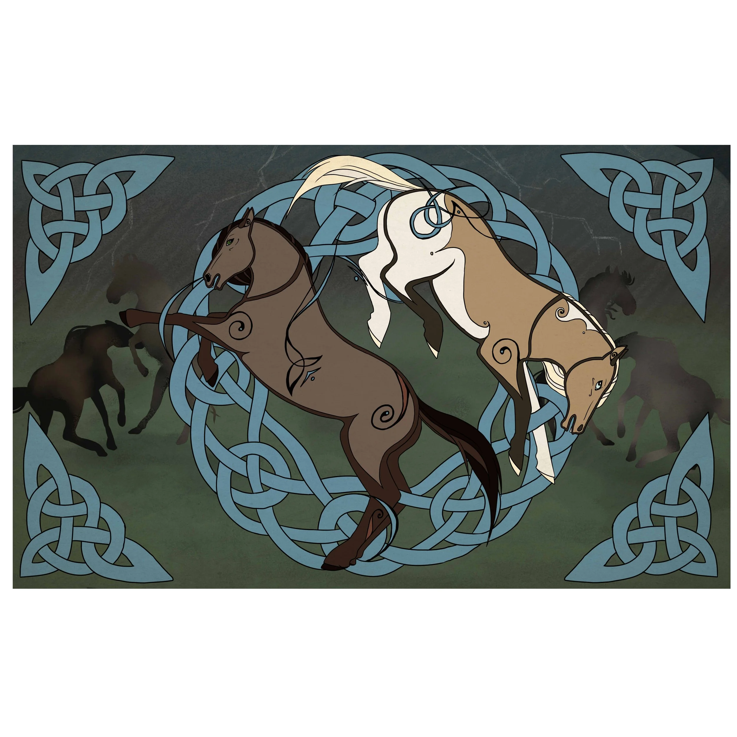 Knotwork Horses Print