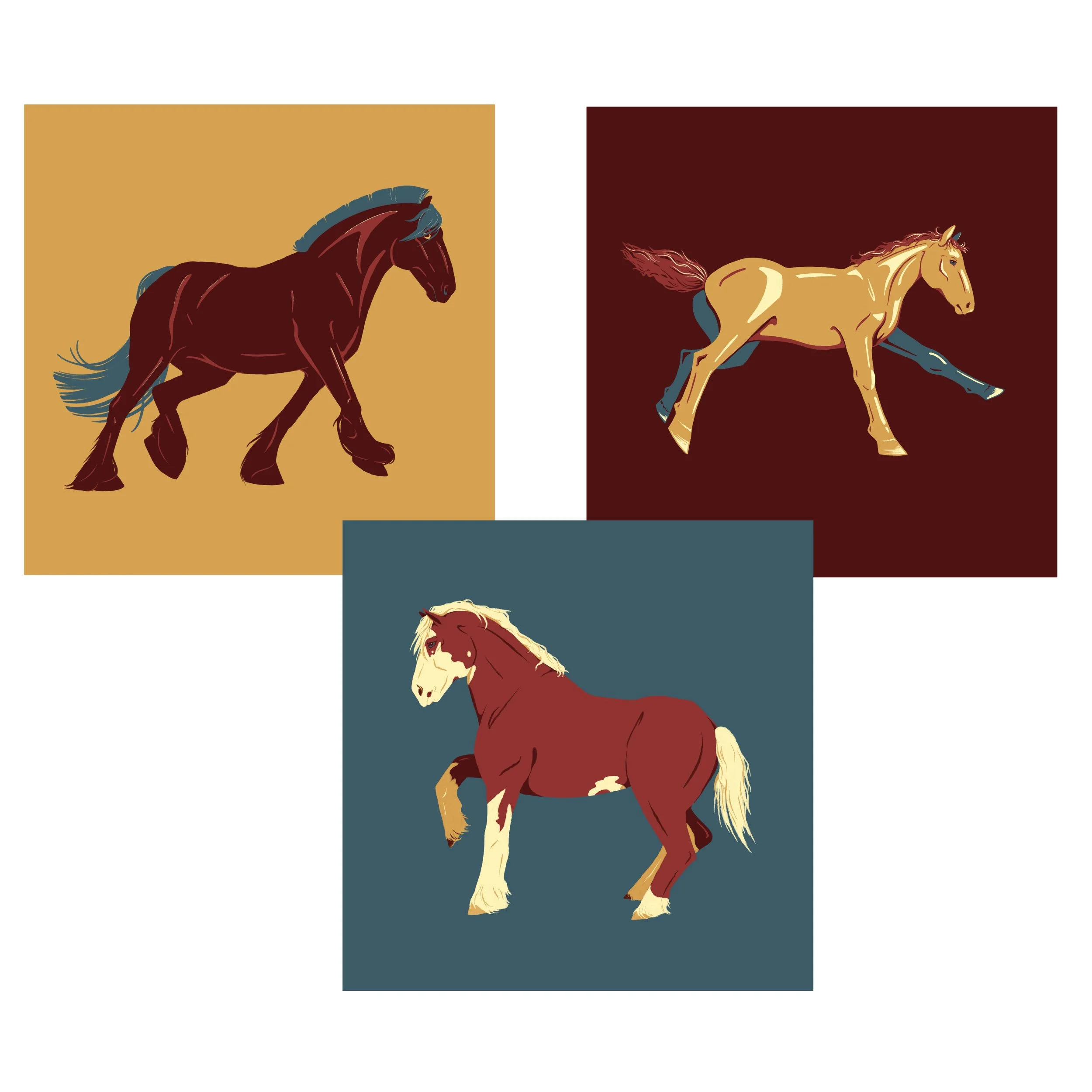 Horses Print Trio