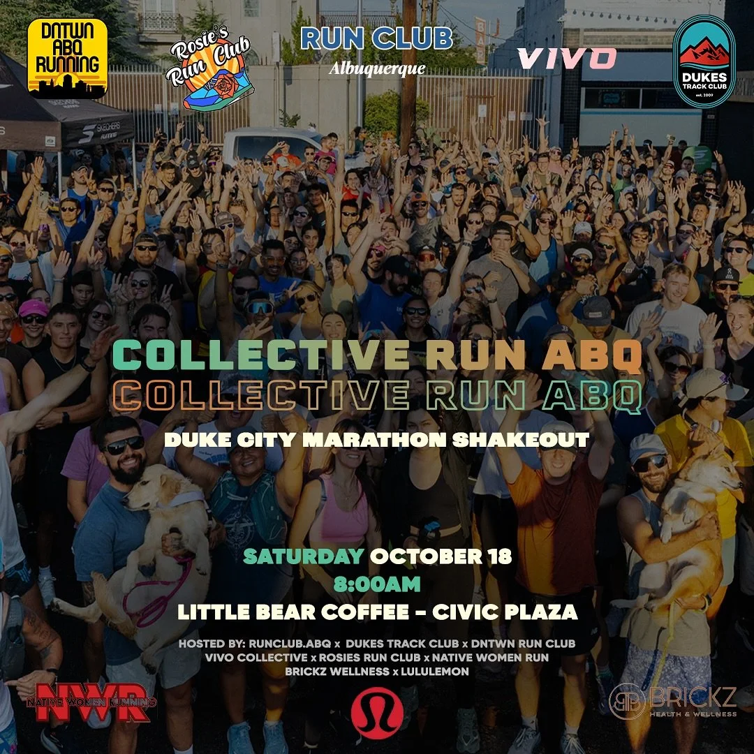 WE&rsquo;RE BACK! It&rsquo;s not a Collective &ldquo;Night,&rdquo; but we still want to bring the same energy on Saturday morning for a Duke City Marathon Shakeout Run + Party

For Collective Runs, the entire Albuquerque run community comes together 