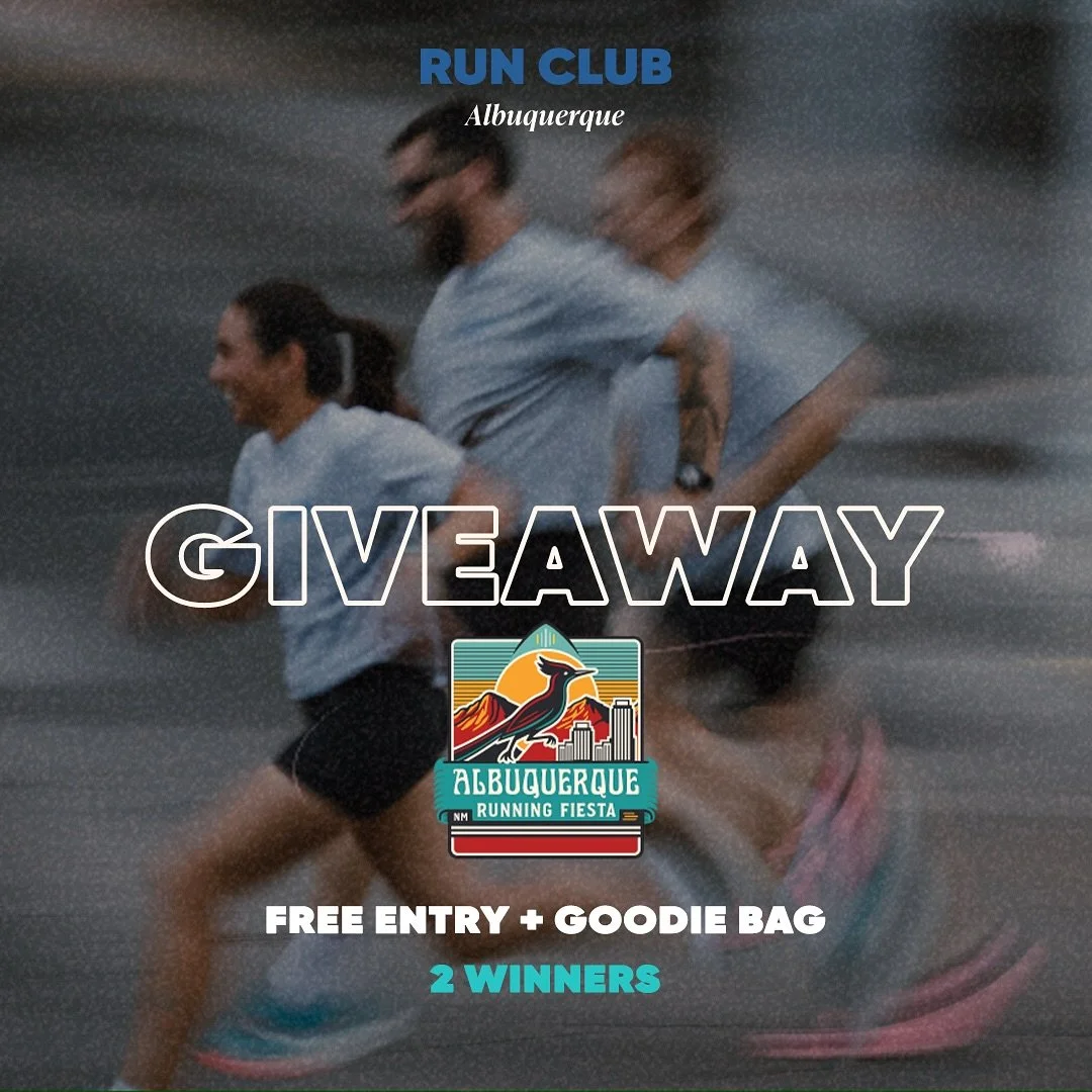 GIVEAWAY ALERT 🚨 

Less than 3 weeks away from the first annual @abqrunningfiesta! 

They&rsquo;re giving away a free entry plus a goodie bag to two lucky runners!

HOW TO ENTER:

✅ Follow @abqrunningfiesta + @runclub.abq 
💬 Tag a friend in the com
