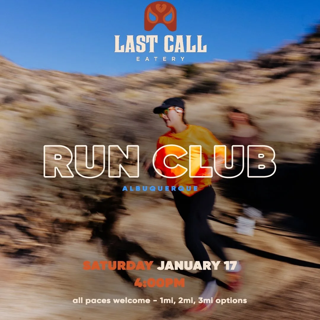 Join us this upcoming Saturday for a sunset bosque trail run followed by a dinner at Last Call Eatery on Coors! Who&rsquo;s looking forward to trying their amazing food? 😍

Address: 6100 Coors Blvd NW Ste G-3, Albuquerque, NM 87120