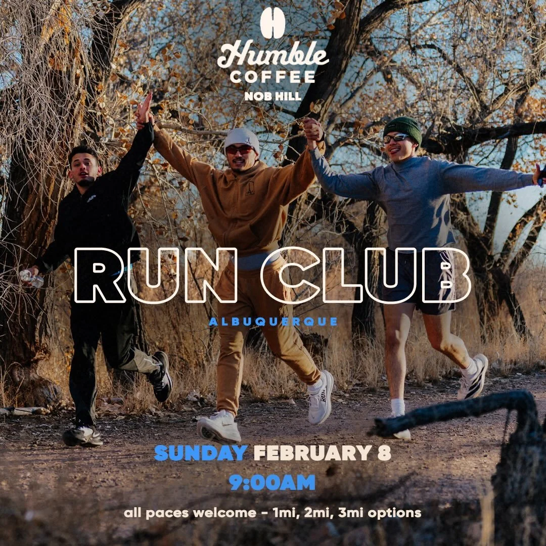 Let&rsquo;s try this again! Join us at Humble Coffee @humblecoffee in Nob Hill (Lomas) this Sunday at 9AM for a 3-mile run (or less) with your favorite people. As always, we are open to all ages, abilities, and paces (dogs welcome too!) Invite a frie