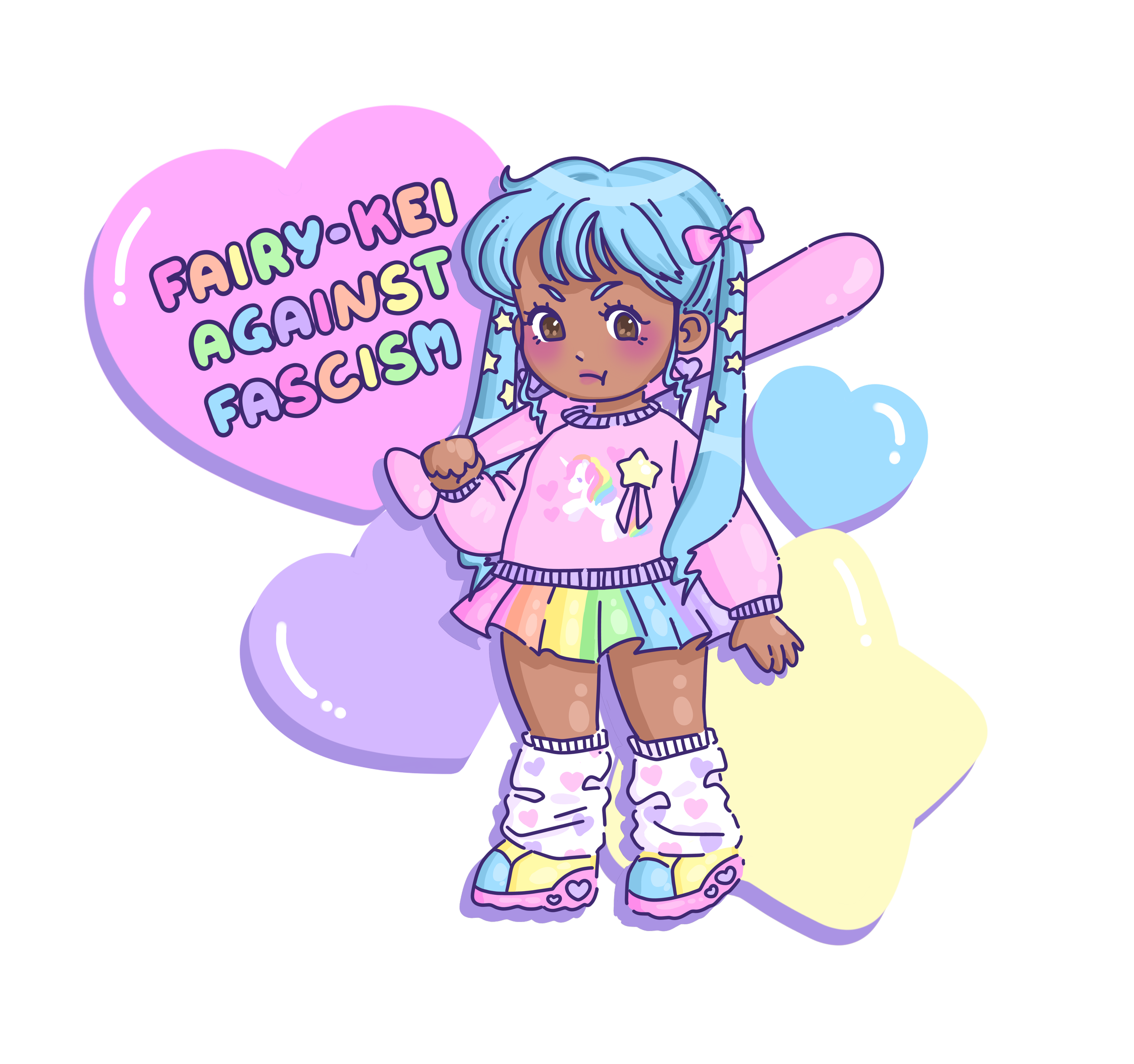 Fairy Kei Against Facism sticker by artist diccha99 on insta