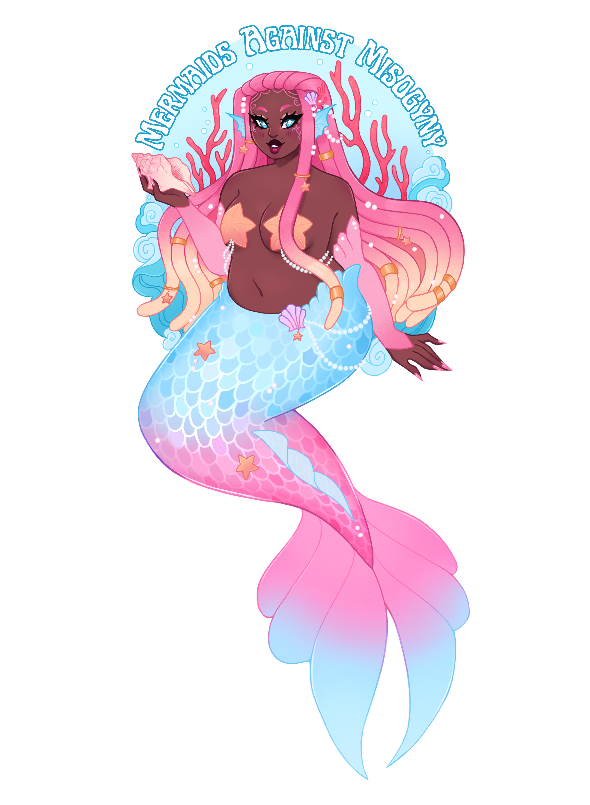 Mermaids Against Misogyny design was created by @mars.does.art.alot on insta!