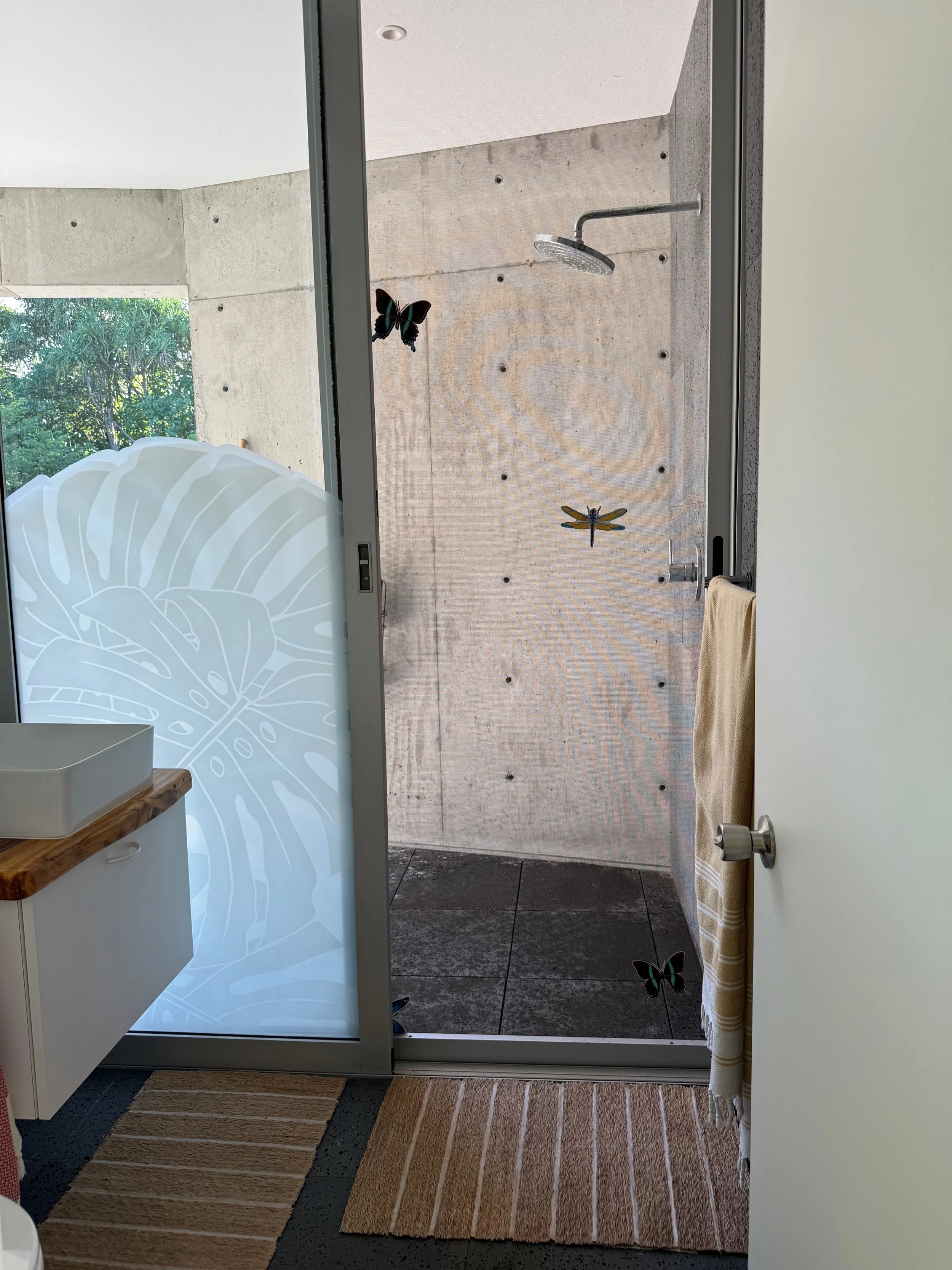 bathroom and outdoor shower