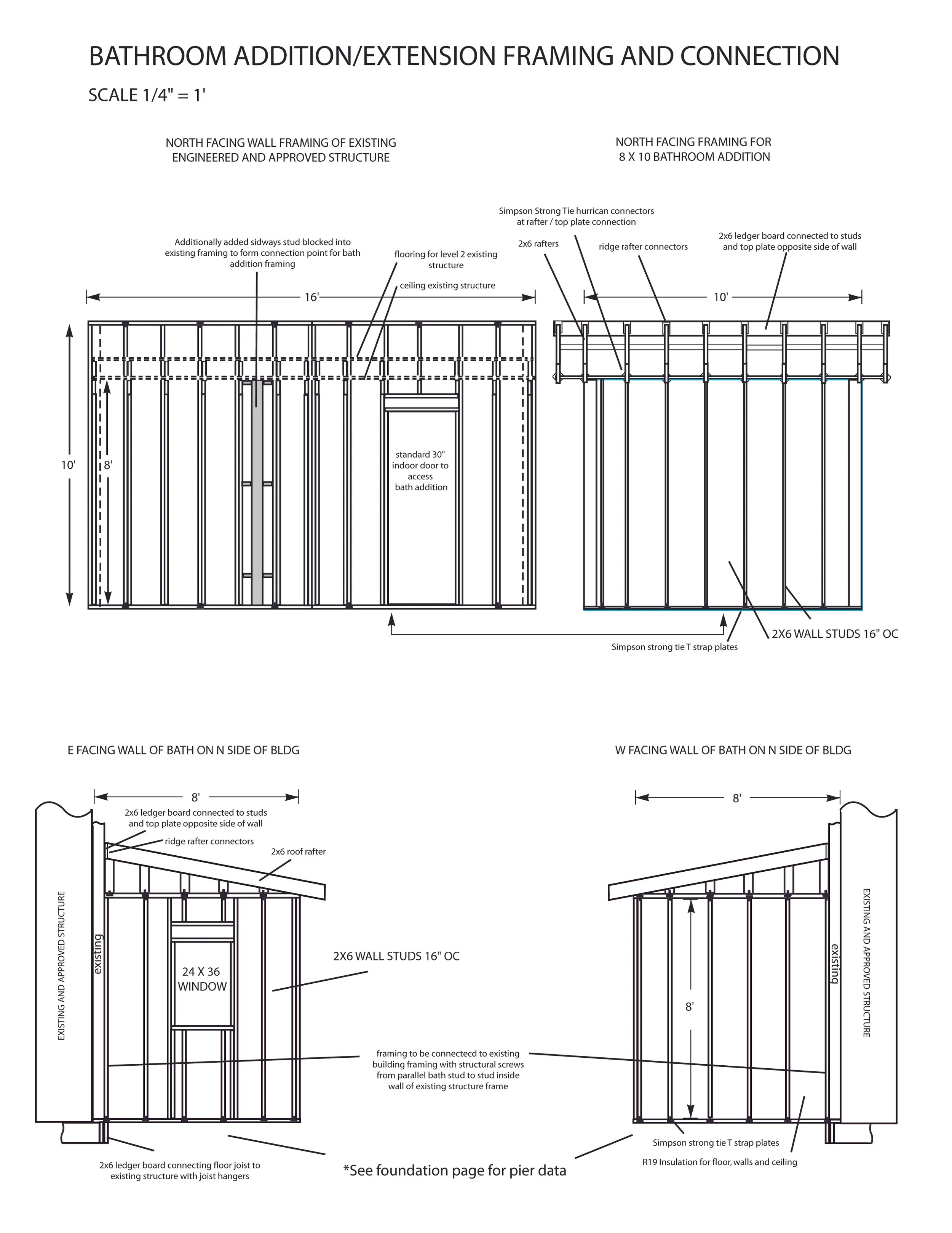 Structural design for a bathroom extension for previously built home