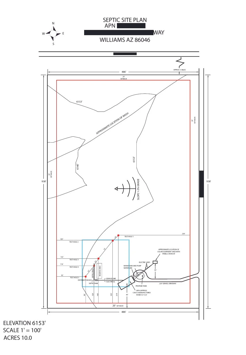 10 ACRE HOMESTEAD WITH TEST HOLES FOR FUTURE SEPTIC DESIGN PLAN