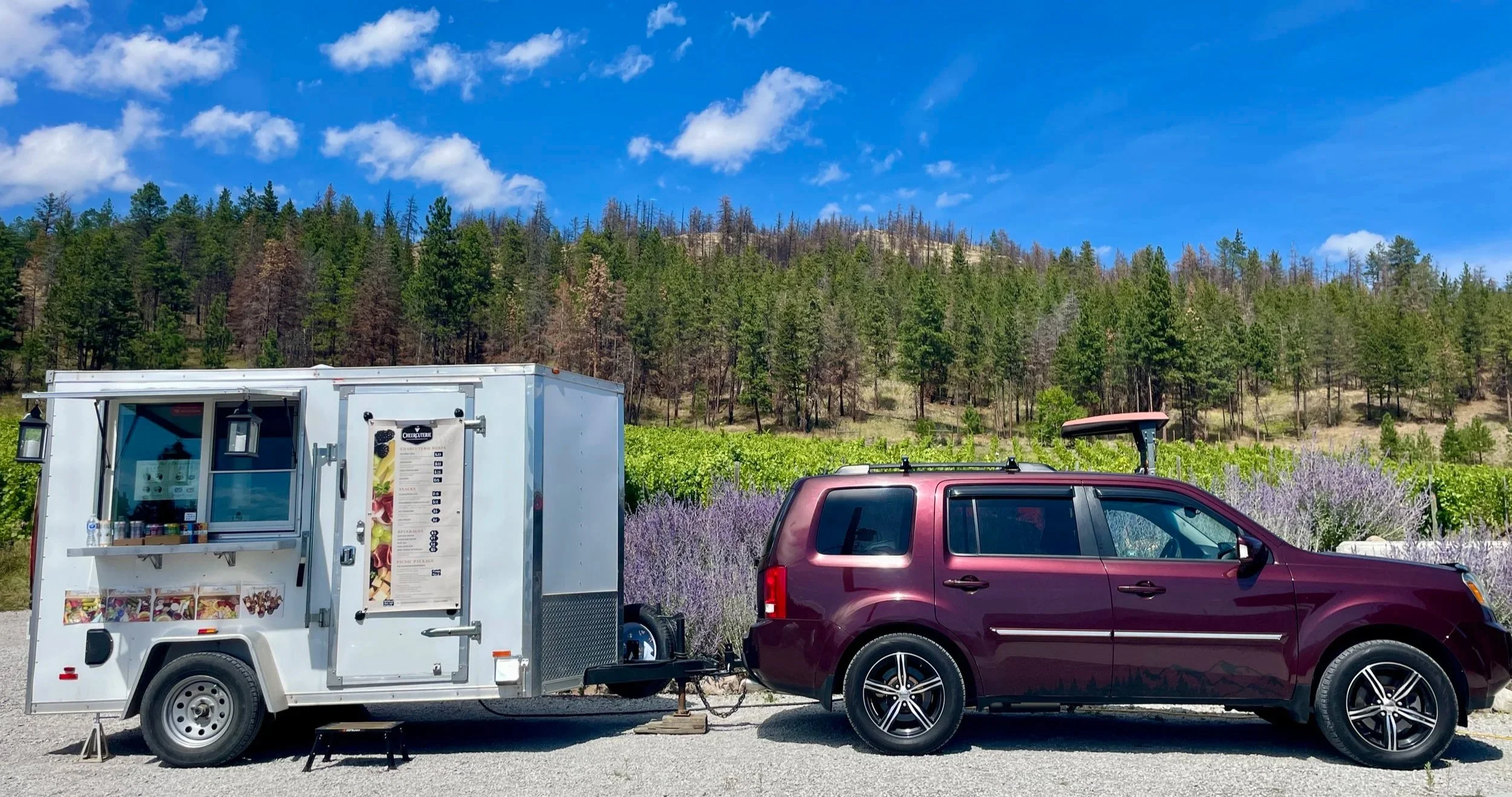 Cheercuterie mobile charcuterie kitchen food trailer at an Okanagan winery