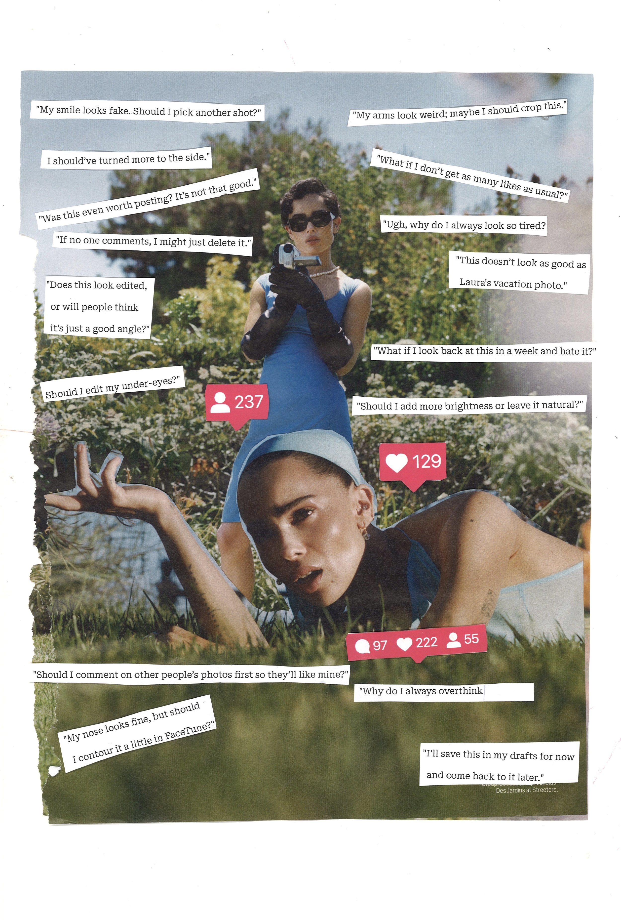 POV: You're Watching Yourself Through Social Media: Collage using archival graphics and text 