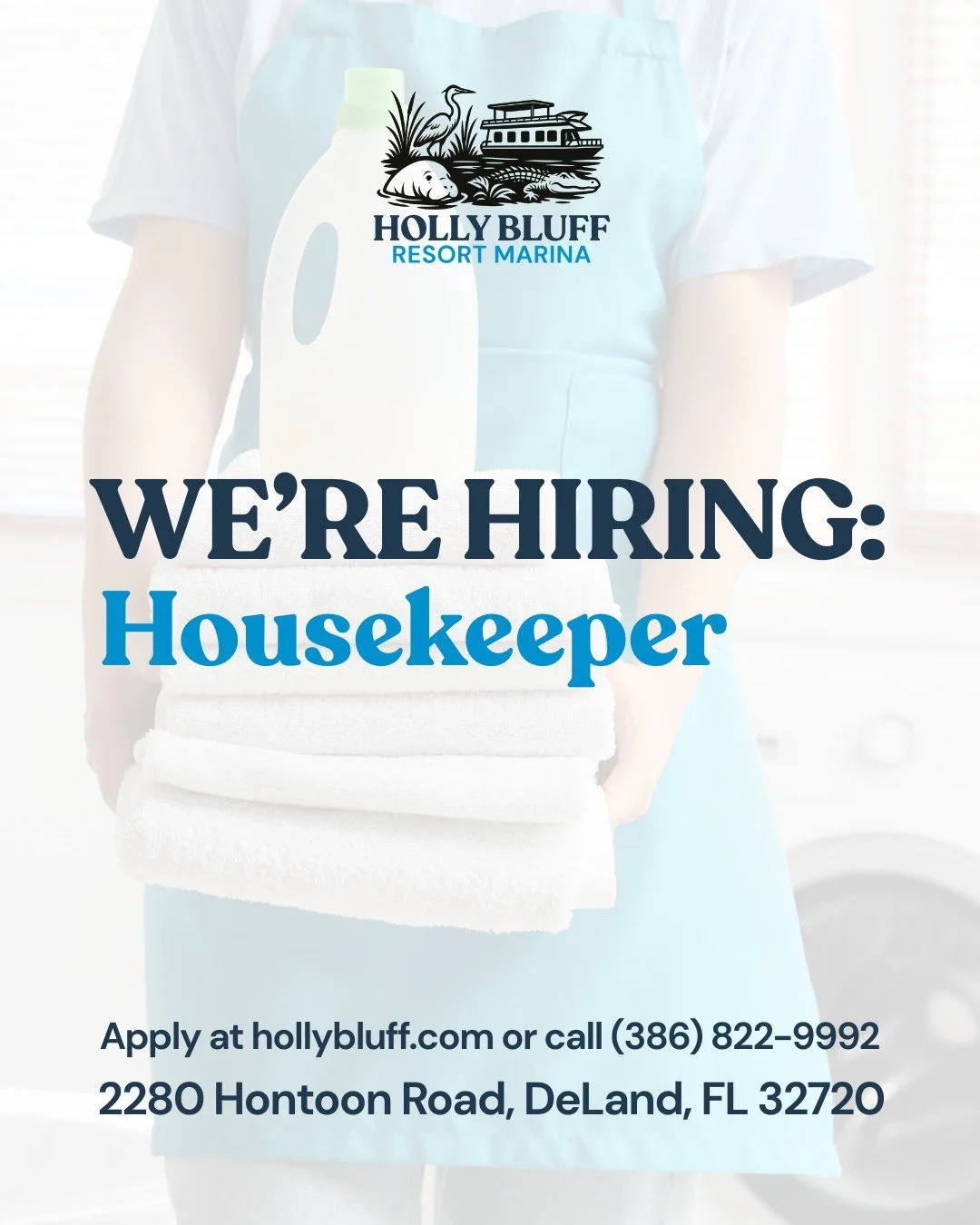 We are hiring! 

Holly Bluff Resort Marina is looking for a reliable, detail-oriented housekeeper to help keep our houseboats and marina clean and ready for guests!

Apply in-person or online here: https://hollybluff.com/job-postings