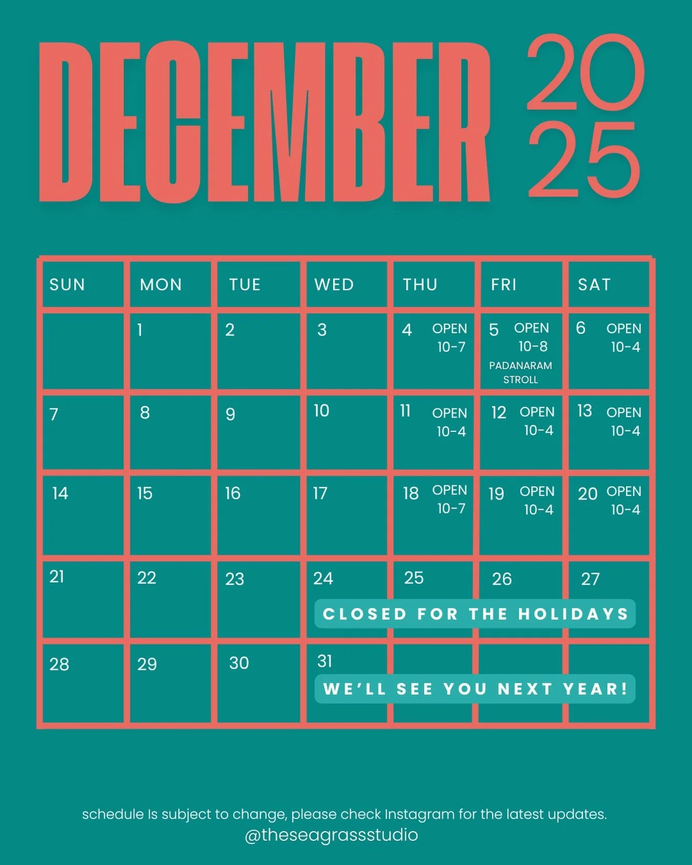 DECEMBER SHOP CALENDAR

a couple of thursday evening stitching sessions and a very special friday, december 5 buoy tree lighting! we&rsquo;ve got the best view in the village so come hang out, stitch and sip a little something and watch the magic.

x