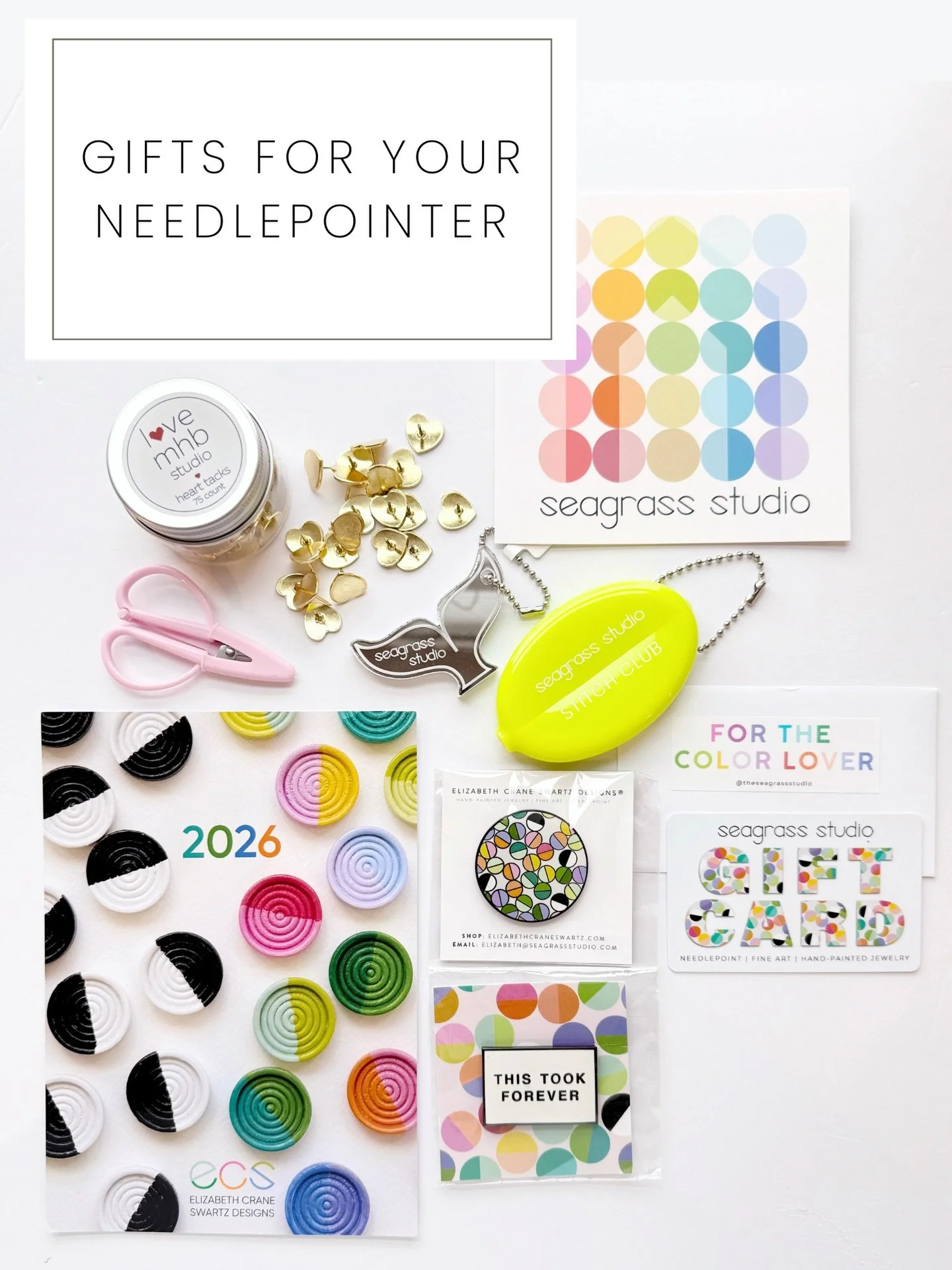 stuck on what to get the stitcher in your life??
🤔
look no further! all of these are available in the shop and for the out of town shopper, we can make it work. 👊

* one of a kind bag jewelry made with vintage italian charms
* rachel barri bag clip