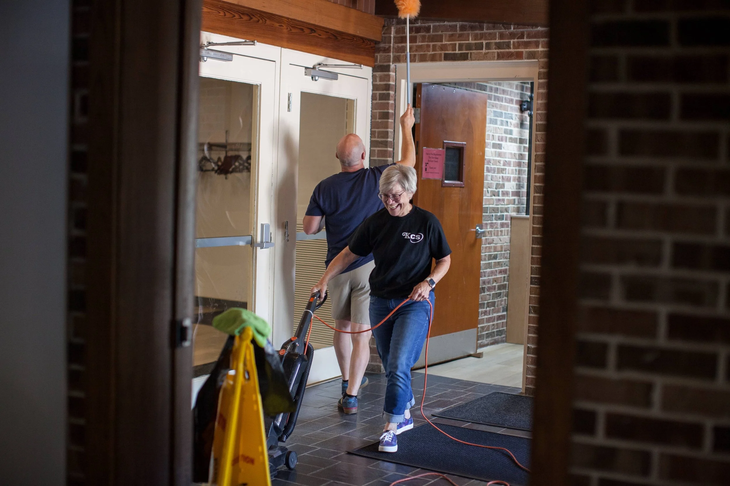 Janitorial vacuum dust school cleaning