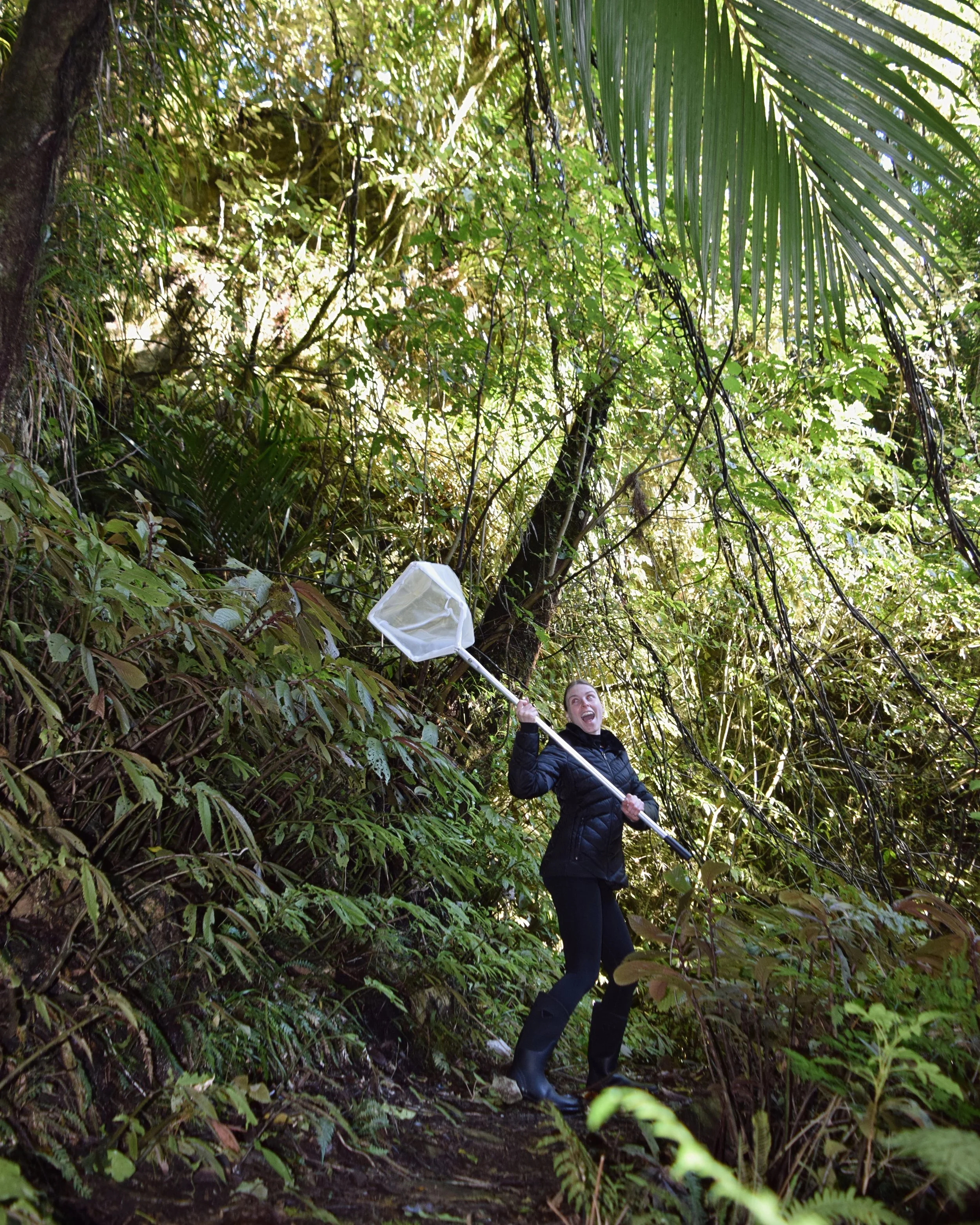 Just Chloe, her kick net and trusty gumboots