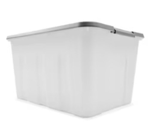 White plastic storage container with a lid