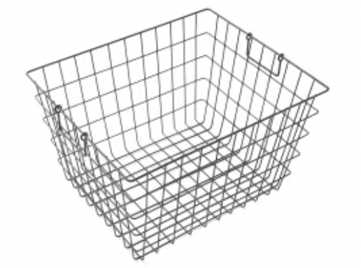 A metal wire basket