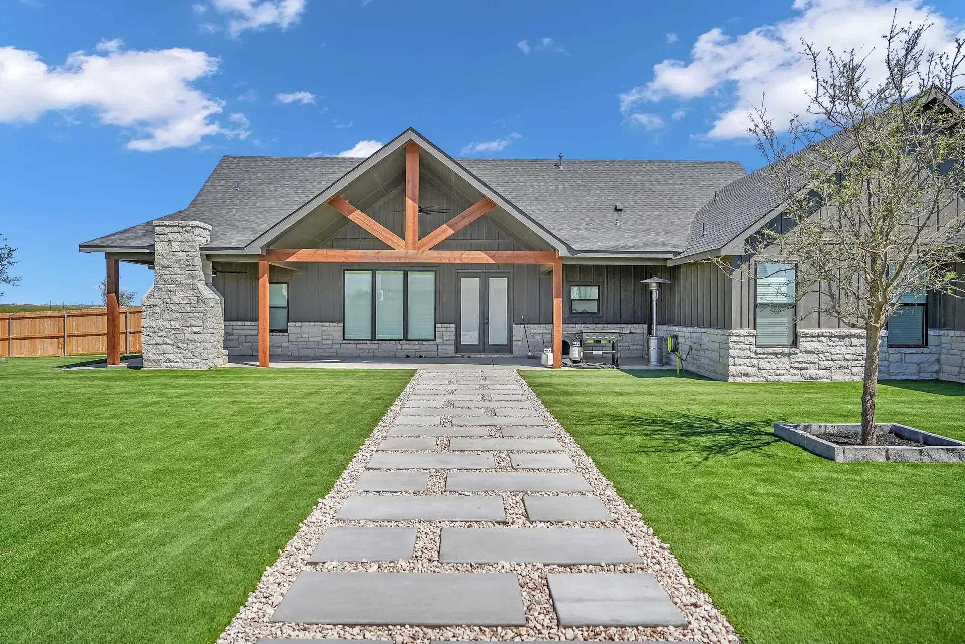 Stone walkway and patio design built for daily use in Odessa, TX